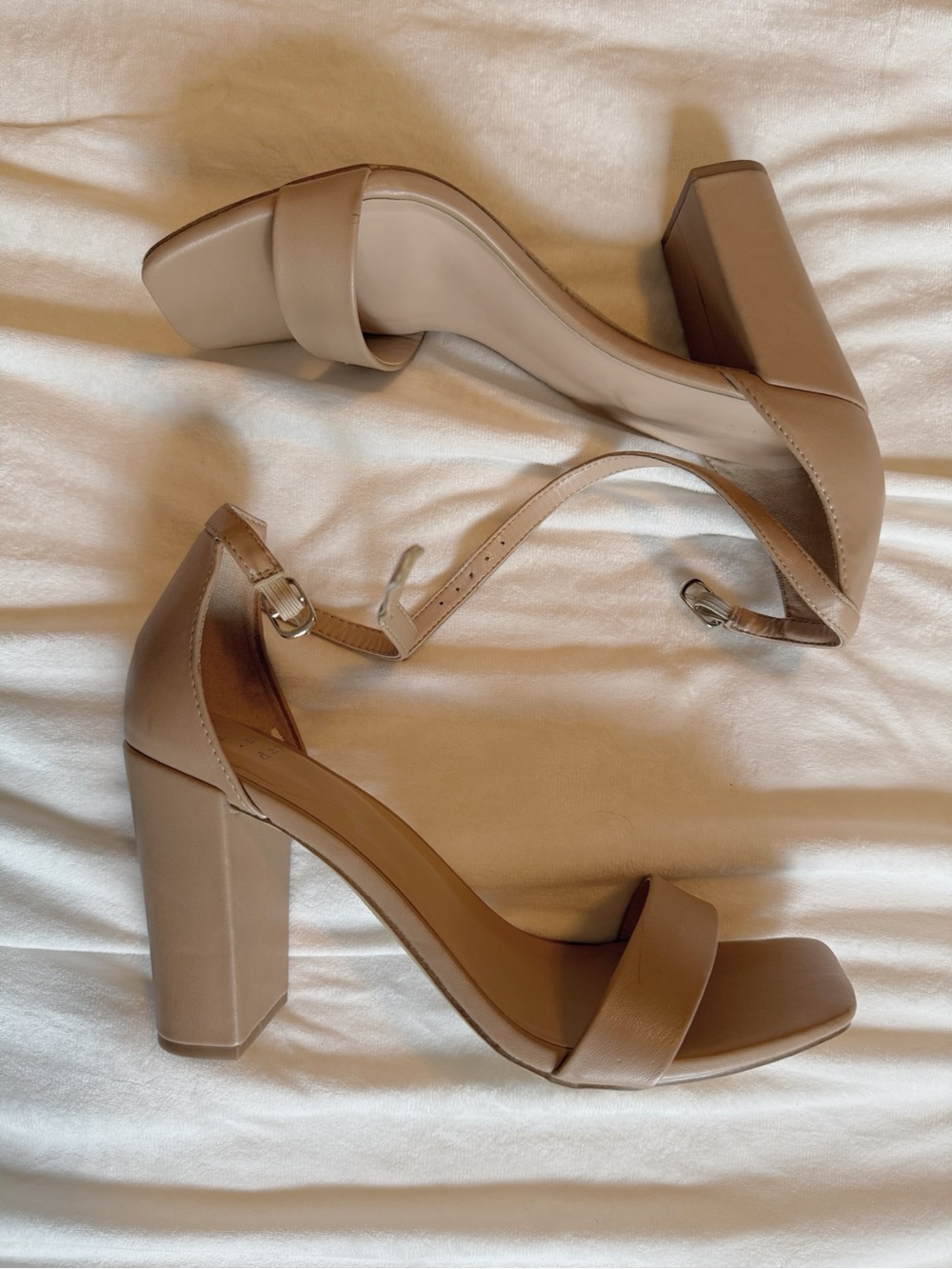 A New Day Block Heel Ankle Strap Heels - Taupe